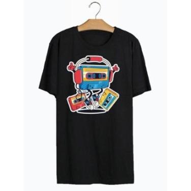 Imagem de Camiseta Estampada Frente Fita Cassete Musica Vintage Old School-Masculino