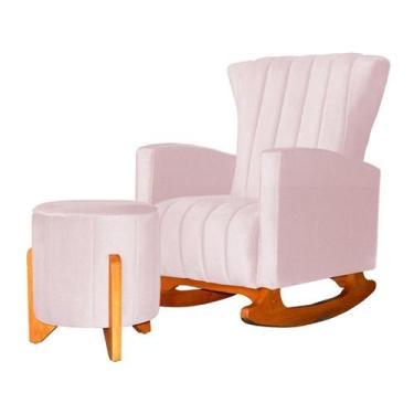 Imagem de Poltrona Com Balanço E Puff Melinda Suede Rosa Bebê Ms Decor - Não Inf