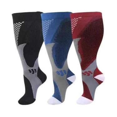 Imagem de Meias De Compressão plus Size Para Panturrilhas Largas 3XL-7XL 15-20mm