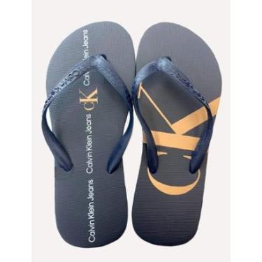 Imagem de Chinelo Calvin Klein Jeans Logo Flow Azul Marinho-Masculino