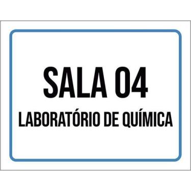 Imagem de Kit 3 Placa Acm Sala 4 Laboratório Química 18X23 Branco - Sinalizo
