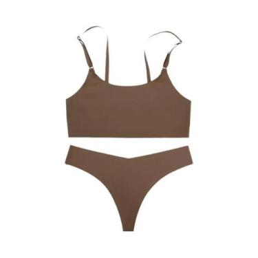 Imagem de Conjunto De Sutiã E Calcinha Feminino Sem Costura, Sem Fio, Em Seda Ge