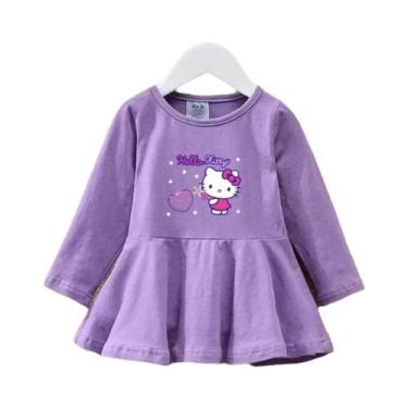 Imagem de Vestido De Manga Longa Para Meninas Com Estampa Da Hello Kitty, Roupa 