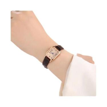 Imagem de Relógio De Quartzo Quadrado Retro Feminino Com Escala Azul, Design Sim