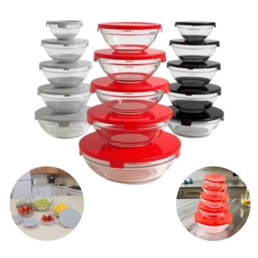 Imagem de Jogo 5 Potes de Vidro c/ Tampa 120ml/200ml/330ml/450ml/900ml