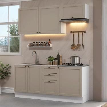 Imagem de Armário De Cozinha Compacta 180 Cm Branco/crema Vik Madesa 01 Branco/crema