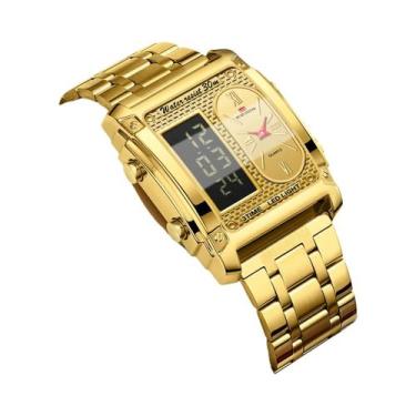 Imagem de Relógio Esportivo Masculino Quadrado Com LED, Aço Inoxidável, À Prova 