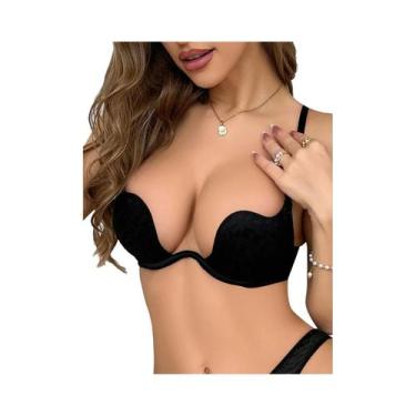 Imagem de Sutiã Ajustável Com Renda Profunda Em V, Lingerie Sexy Com Bojo E Aro.