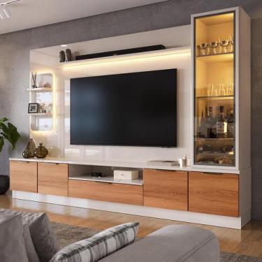 Imagem de Estante Home Noble 270cm para TV até 75 com Cristaleira, Torre com LED