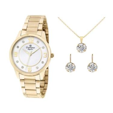 Imagem de Relogio Feminino Champion Analogico Aço Inoxidavel Dourado Mostrador B