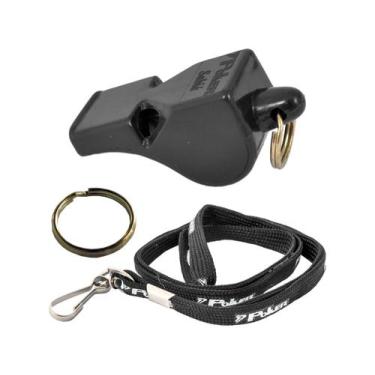 Imagem de Apito Poker Profissional Sabiá Com Cordão E Mosquetão Preto, Preto