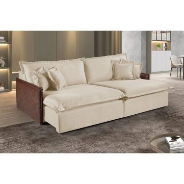 Imagem de Sofa Martins M-160 Linho 02 Modulos 90cm Braco 7cm Estofados Martins