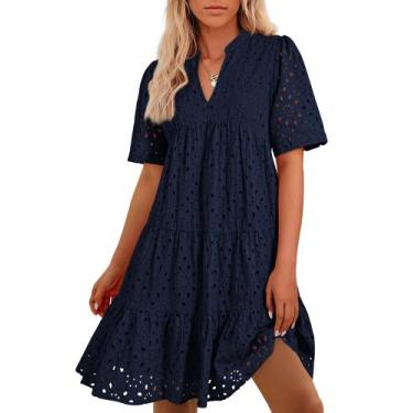 Imagem de Vestido casual BTFBM feminino, boho, verão, decote em V, manga curta