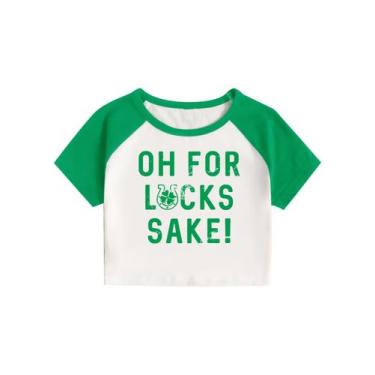 Imagem de Camiseta Crop Top com estampa Shamrock do Dia de São Patrício para mul