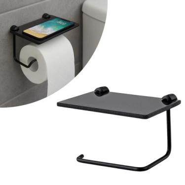 Imagem de Papeleira Porta Papel Higiênico Com Porta Celular Vidro 6mm Incolor e 