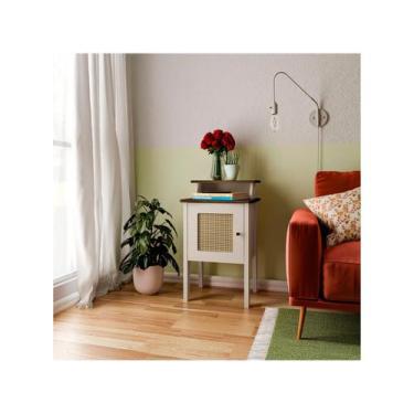 Imagem de Mesa de Apoio 1 Porta Charlote Artely, Pinho e Off White