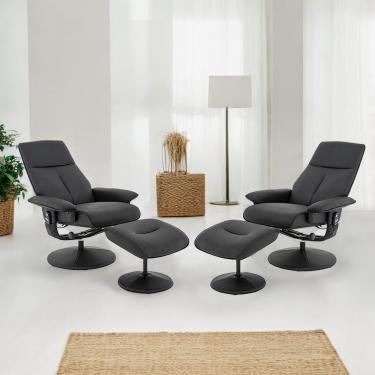 Imagem de Kit 2 Poltronas Reclinável De Massagem Detroit Pu Preto Laura Lar