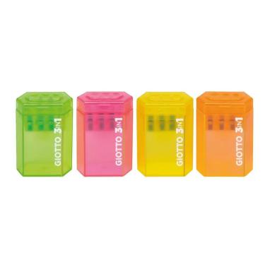 Imagem de Apontador Giotto 3 em 1 com Depósito Blister, Três Orifícios para Pequeno, Médio e Grande Azul