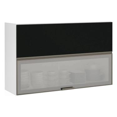 Imagem de Armário Basculante Misto Perola 120 Cm 1 Porta Fechada 1 Porta Alumínio Com Vidro Refle...