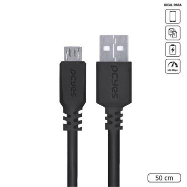 Imagem de Cabo Celular Micro Usb Usb a 2.0 50cm Preto - PCYES