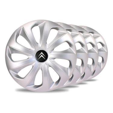 Imagem de Jogo 4 Calota Velox Aro 14 Prata Citroen C3 C4 Aircross Prateado - Eli