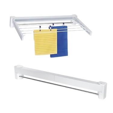 Imagem de Varal mágico retrátil dobrável de parede 70cm 5 varetas GH109 - Global