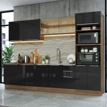 Imagem de Armário De Cozinha Completa 310 Cm Rustic/preto Lux Madesa 04 Rustic/p