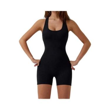Imagem de Macacão Feminino Sexy Sem Costas, Sem Mangas, Estilo Halter, Para Yoga