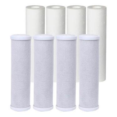 Imagem de Kit 4 Filtro Refil Polipropileno + 4 Carvão Block  Branco - Royal B&B
