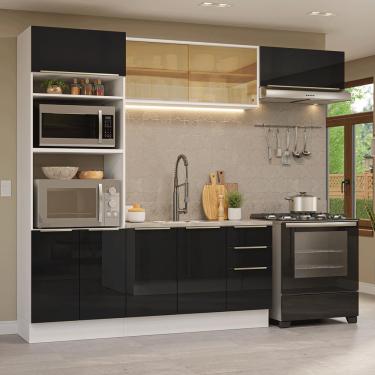 Imagem de Armário de Cozinha Completa 270 cm Branco/Preto Lux Madesa 07