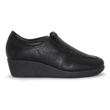 Imagem de Mocassim Usaflex Feminino Salto Anabela Couro Com Ziper 6262PL-Feminino