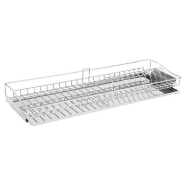 Imagem de Escorredor de Embutir 77cm para Pratos Copos Aramado Aço Inox com Fixa