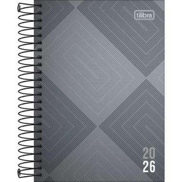 Imagem de Agenda Espiral Diária 129 x 187 cm Zip 2026 Retângulos Cinza - Zip B, 