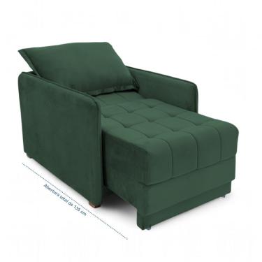 Imagem de Poltrona Cama Reclinável Retrátil Viena em Veludo com Espuma D-26 Verde Escuro Loja Sheep