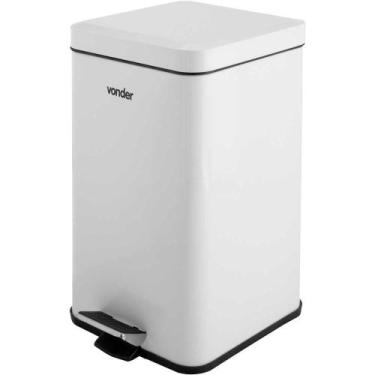 Imagem de Lixeira Inox Vonder 12 Litros Retangular Branca Abertura Por Pedal Com