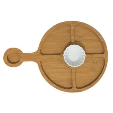 Imagem de Petisqueira Madeira Porcelana 5 Divisões - CASITA