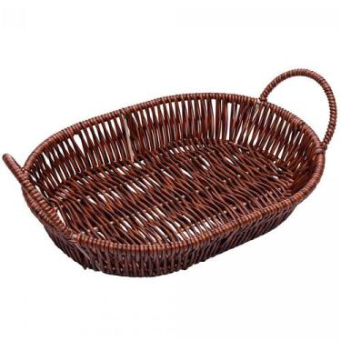 Imagem de Cesta oval de plástico trançado com alça Rattan Lyor 29x22x7,5
