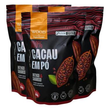 Imagem de Kit 3 Cacau Em Pó Alcalino Natural 100% Cacau 454g - Wood Superfoods