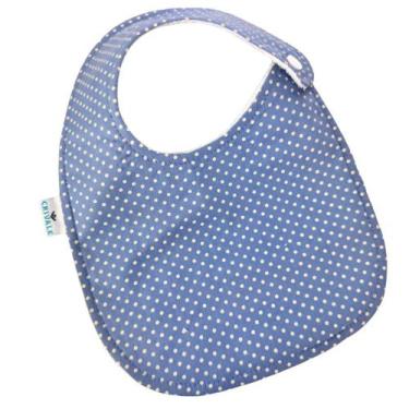 Imagem de Babador tradicional Poá Azul Jeans - 1 peça - CRIVALE