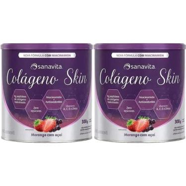 Imagem de Kit 2X Colágeno Skin - 300g Morango Com Açaí - Sanavita
