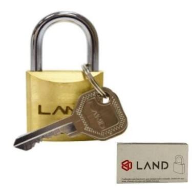 Imagem de Cadeado Land Cl 35mm Latao Maciço 2 Chaves P/ Portao Janela
