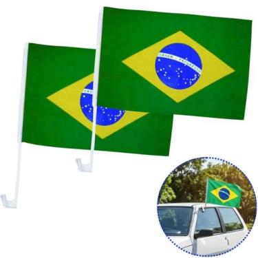Imagem de Bandeira Do Brasil Vidro Carro 40x29 Haste Poliéster Reforçado com Sup