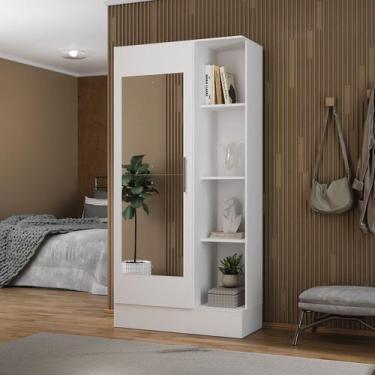 Imagem de Sapateira para Quarto 1 Porta com Espelho Espresso Móveis Branco