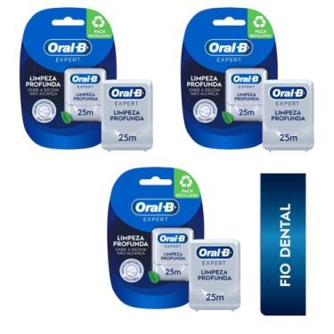 Imagem de Kit 3 Fio Dental Oral-b Expert Limpeza Profunda 25m Menta