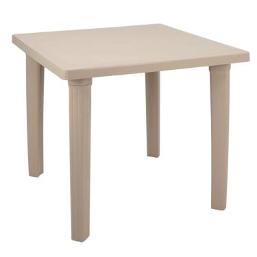 Imagem de Mesa Sancho Quadrada Tampo em Plástico Estrutura em Aço Dobrável Bege 80CM Tramontina