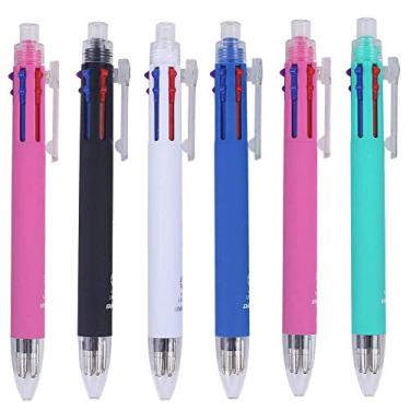 Imagem de Ipienlee Canetas multifuncionais 6 em 1, 5 canetas esferográficas coloridas de 0,7 mm e lapiseira de 0,5 mm em uma caneta, pacote com 6