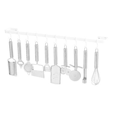 Imagem de Porta Utensílios E Talheres De Parede 80cm 15 Ganchos Branco