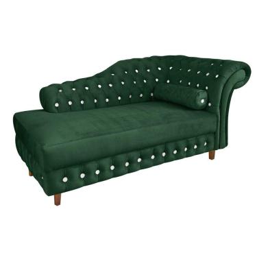 Imagem de Divã Chesterfield Capitonado Verde com Strass Suede Drossi