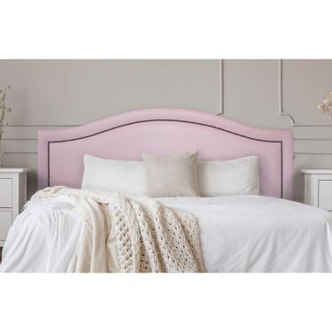 Imagem de Cabeceira Queen Curva 160x60cm Courino Rosa - Tachas Fumê