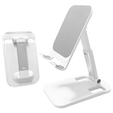 Imagem de Suporte Branco Para Celular Ou Tablet De Mesa - Dobrável